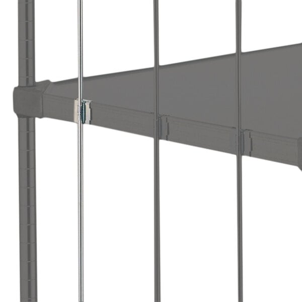 A gray Metro Super Erecta shelf rod with metal ends.