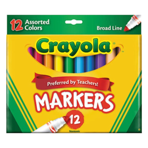 A box of 12 Crayola broad point markers.