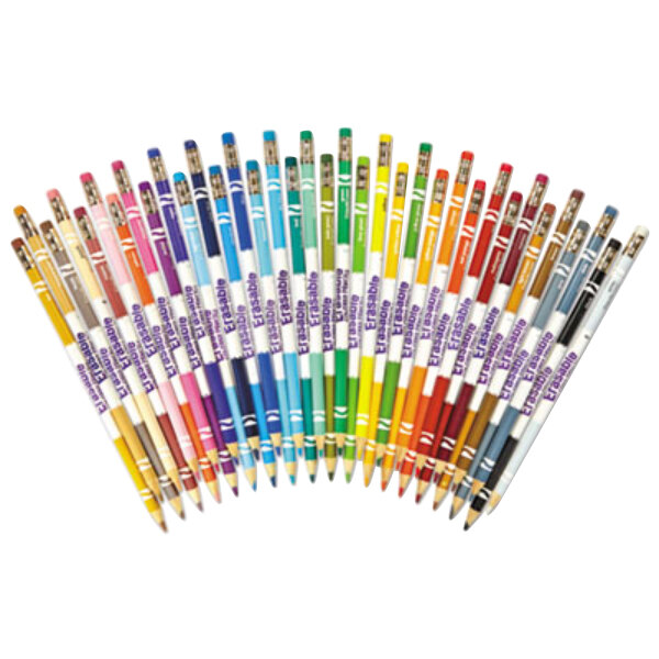 A set of Crayola erasable colored pencils with 36 different colors.