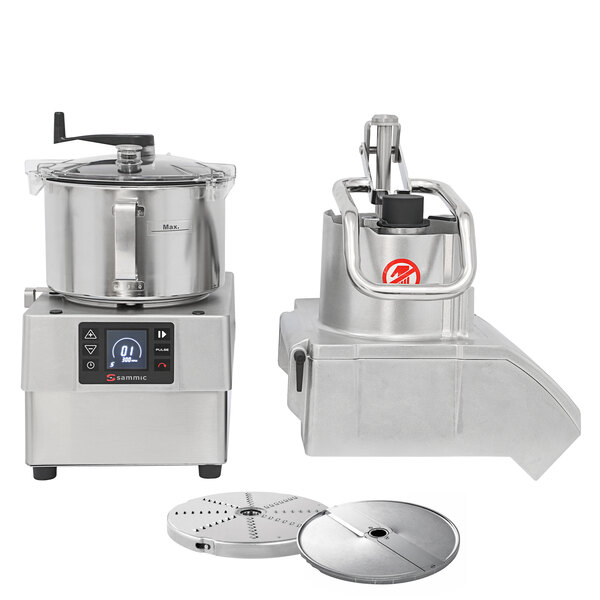 A Sammic CK-45V commercial food processor with a stainless steel bowl and a lid.