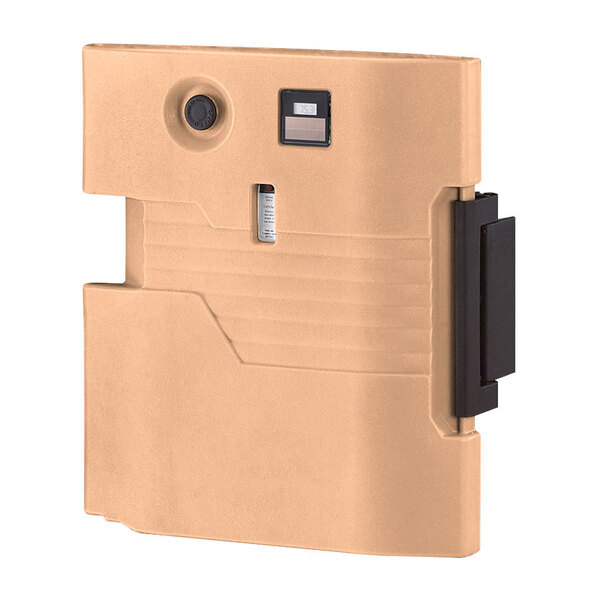 A beige plastic door with a black handle for a Cambro Camcarrier.