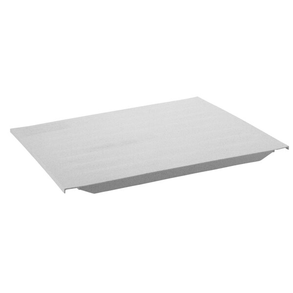 A white rectangular Camshelving® solid shelf plate.