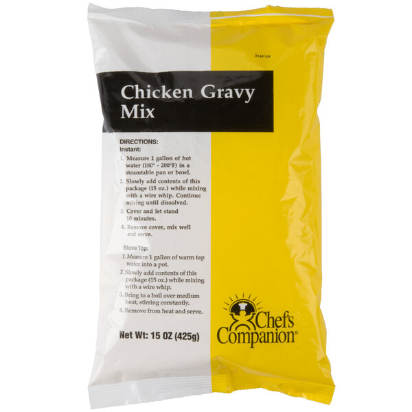 A bag of Chef's Companion Chicken Gravy Mix on a white background.