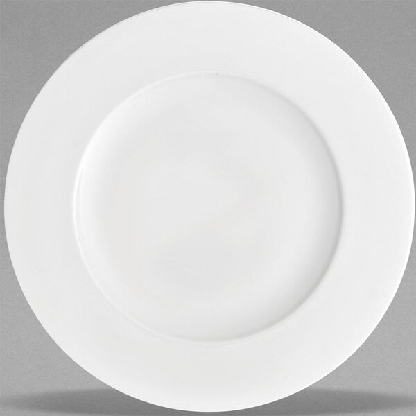 A Villeroy & Boch white bone porcelain plate with a white border.