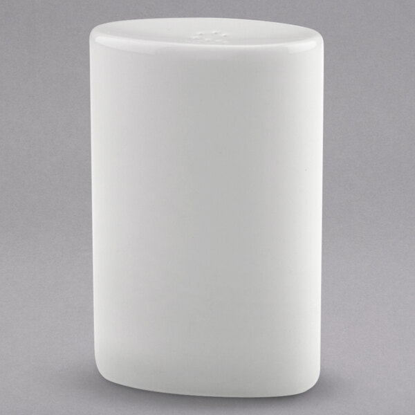 A white rectangular Villeroy & Boch porcelain salt shaker with a gray border.