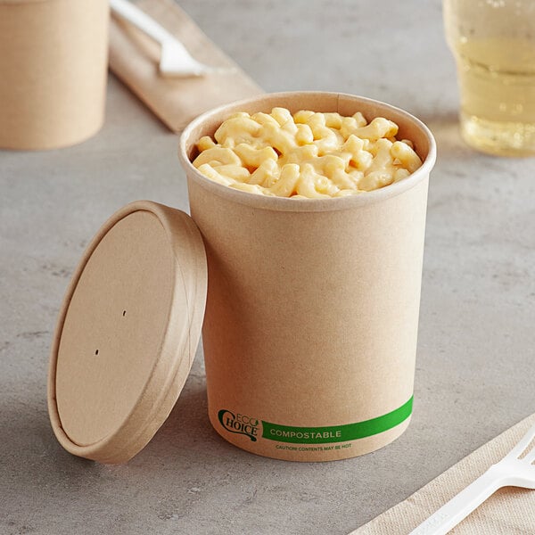 EcoChoice 32 oz. Kraft Paper Food Cup with Vented Lid - 250/Case