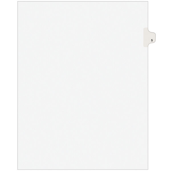 A white rectangular Avery legal side tab divider with a white square tab.