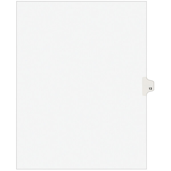 A white file folder with Avery Legal Exhibit #13 side tab divider.