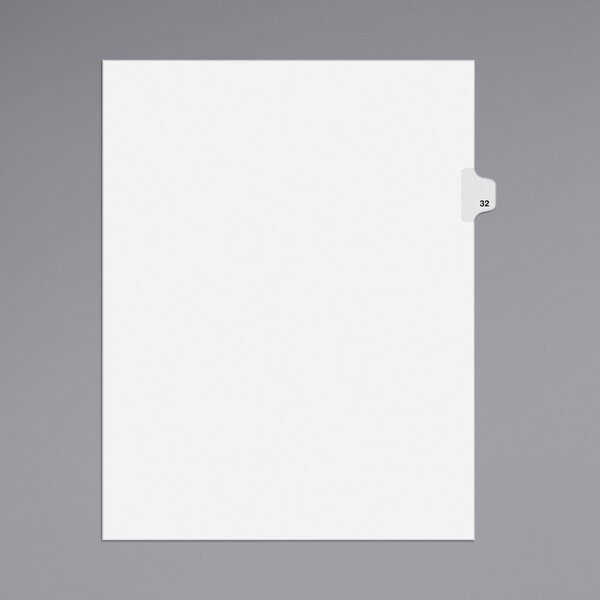 A white file folder tab with the number 32 on it.