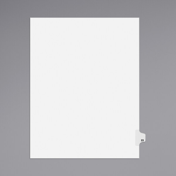 A white paper with a white Avery tab.