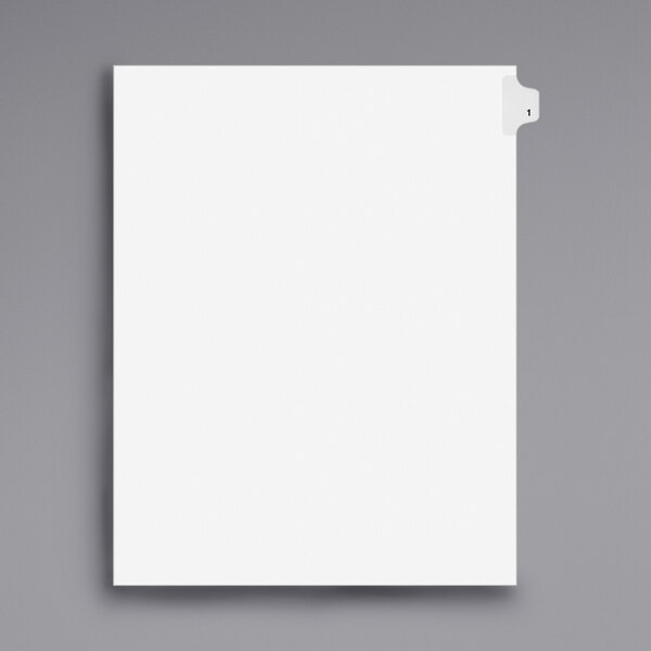 A white file divider tab with the number 1 on it.