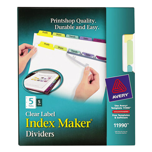 A package of Avery Index Maker dividers with clear label strips.