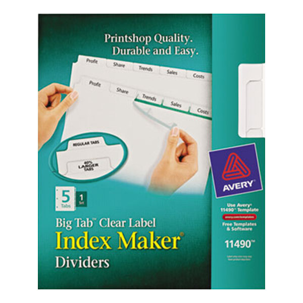 A box of Avery Big Tab Index Maker dividers with a blue and red triangle logo.