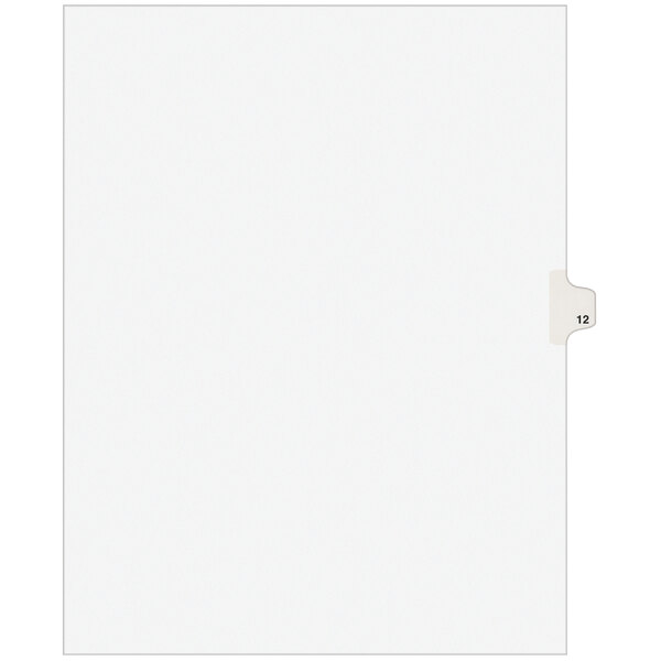 A white rectangular Avery legal side tab divider with a small hole in the middle.