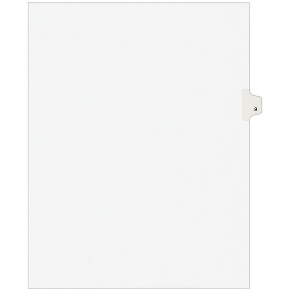 A white file folder tab with the number 9 on it.