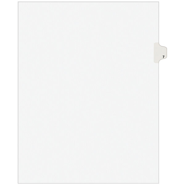 A white paper file folder tab labeled "7" on a white background.