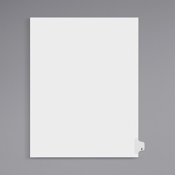 A white piece of paper with a Z side tab.