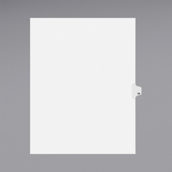 A white Avery file folder tab with a blank black label.