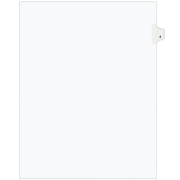 A white file folder tab with "4" on a white background.
