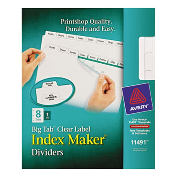 A package of Avery Big Tab Index Maker dividers with a clear label strip.