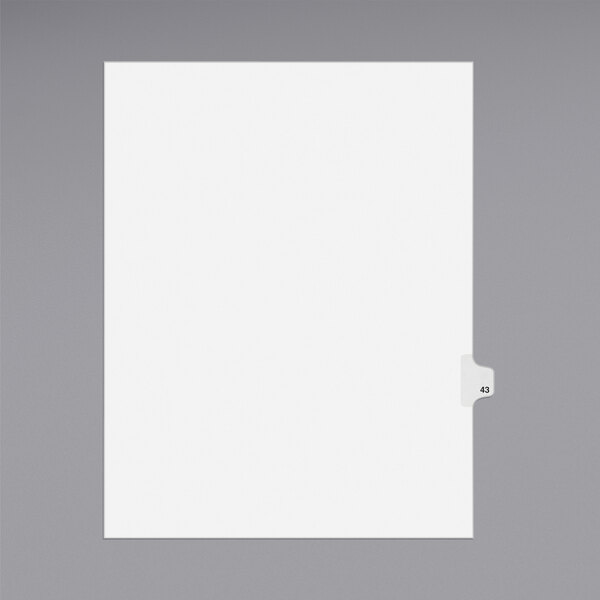 A white Avery file folder tab on a white sheet of paper.