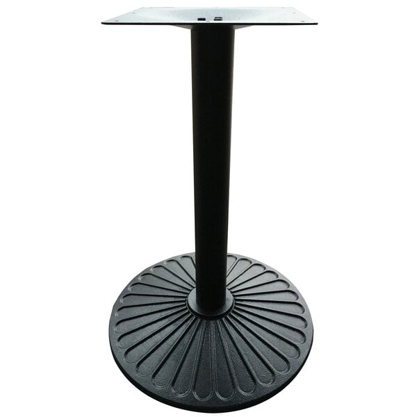 A black metal Art Marble Furniture table base with a circular bottom pole.