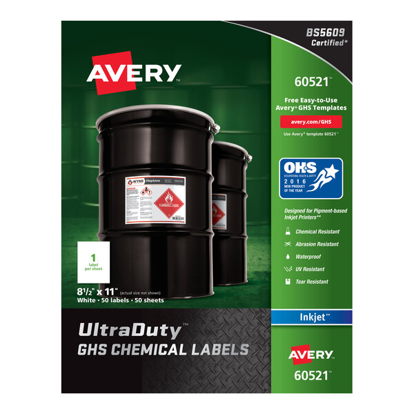 A package of Avery UltraDuty GHS labels.