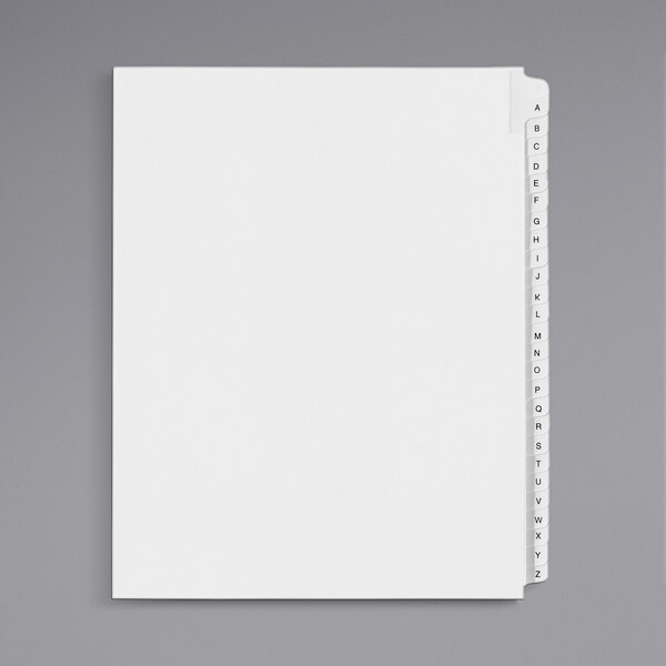 A white box of Avery Allstate-Style Collated Legal Exhibit A-Z Tab Dividers with tabs inside.
