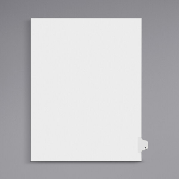 A white sheet of paper with a Y side tab.