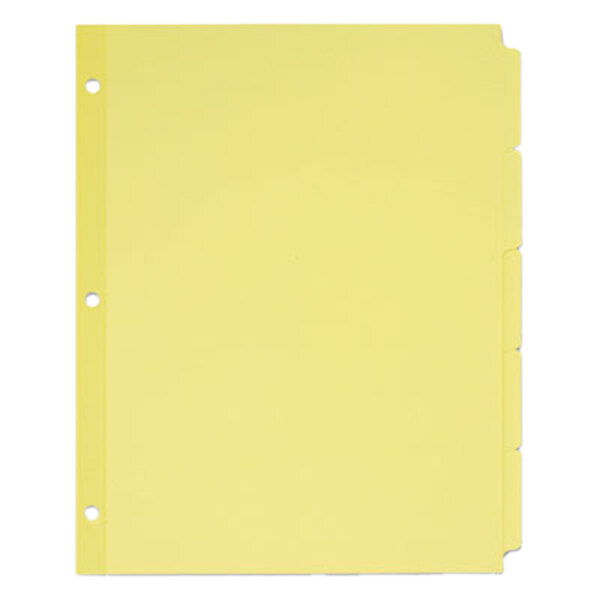 A yellow file folder with Avery buff paper dividers inside.