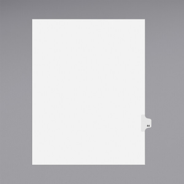 A white paper with a white tab numbered 44.