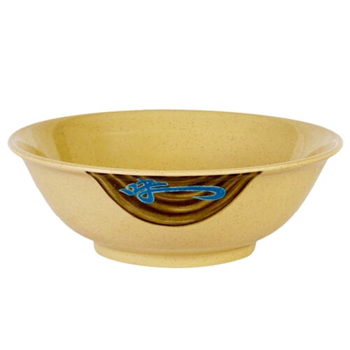 A Thunder Group Wei melamine bowl with a blue dragon design on the counter.