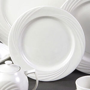 A close-up of a CAC white porcelain plate.