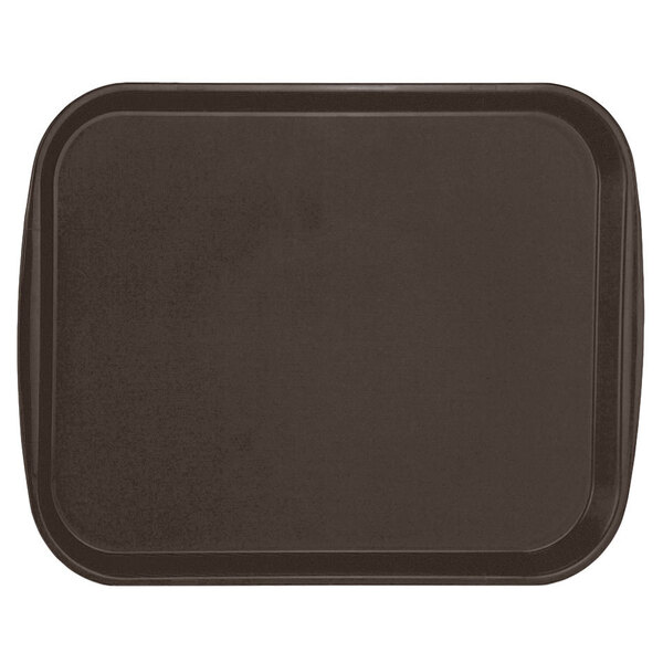 A brown rectangular Vollrath fast food tray with built-in handles.