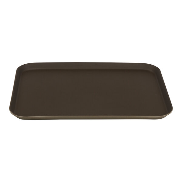 A rectangular brown Cambro Treadlite non-skid tray.