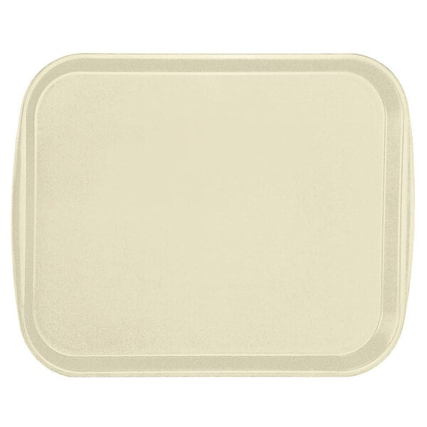 A beige rectangular Vollrath fast food tray with incorporated handles.