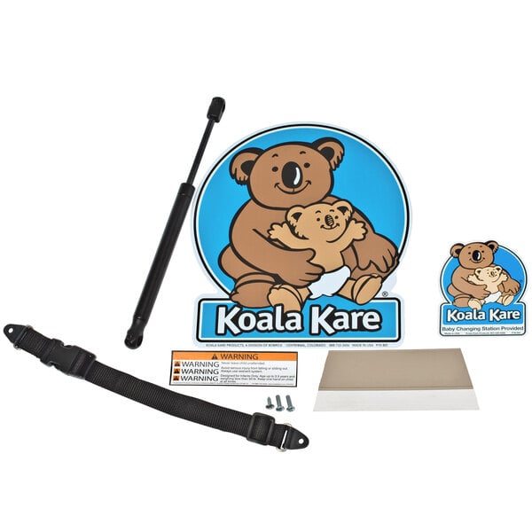 A Koala Kare changing station refresh kit with a blue sign featuring a koala bear and baby.