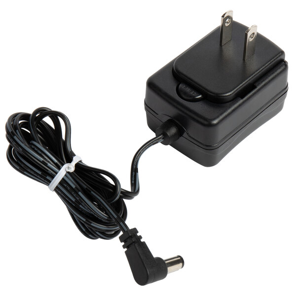 A black AvaWeigh 12V AC adapter with a cord attached.
