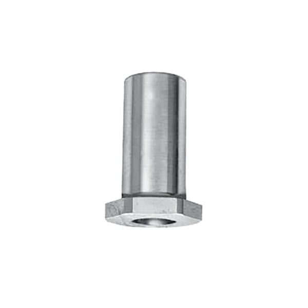 A close-up of a silver metal Fisher swivel female adapter with a stainless steel nut.