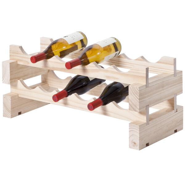 A Franmara wooden wine rack filled with 12 bottles of wine.