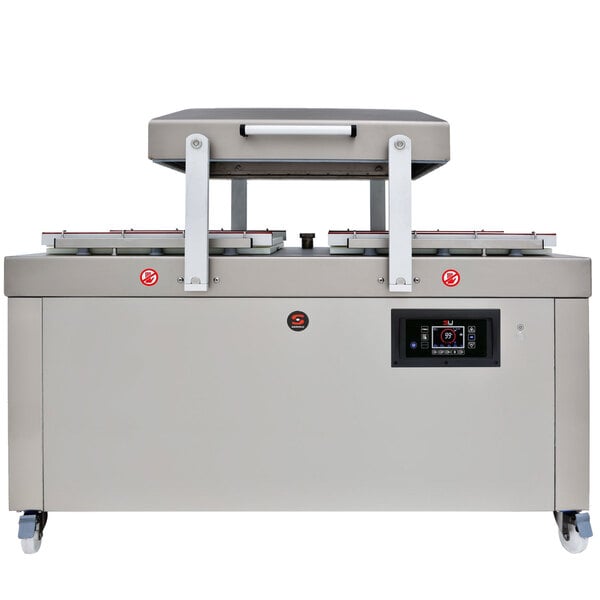 A Sammic double chamber vacuum packaging machine with a white background.