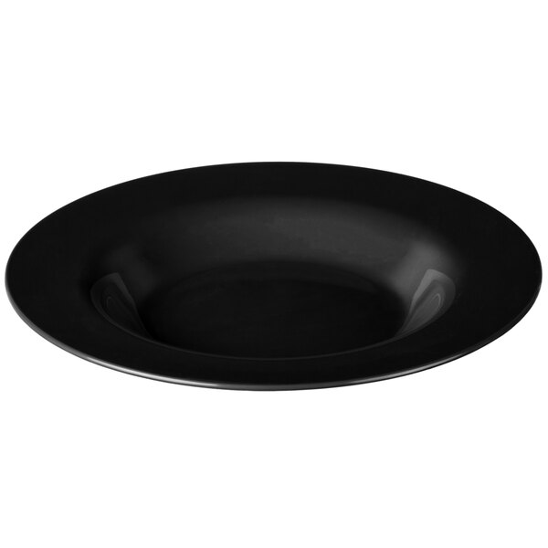 A black Carlisle melamine bowl.