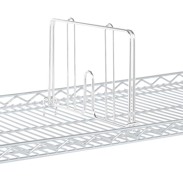 A white Metro wire shelf drop mat with a metal frame.