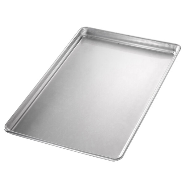 A Chicago Metallic StayFlat aluminum sheet pan with a wire in rim.