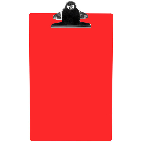 A red rectangular Menu Solutions clipboard with a metal clip.