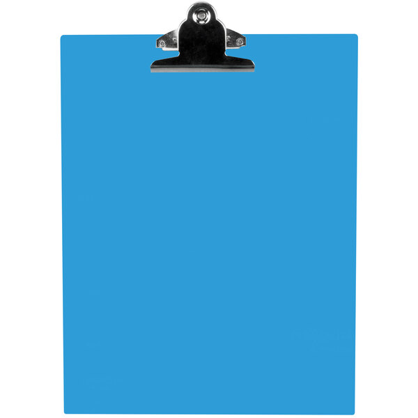 A blue clipboard with a black clip.
