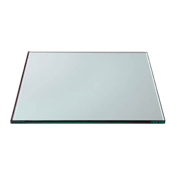 A square clear tempered glass riser shelf.