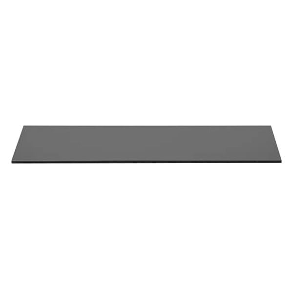 A black rectangular Rosseto tempered glass shelf with black edges.