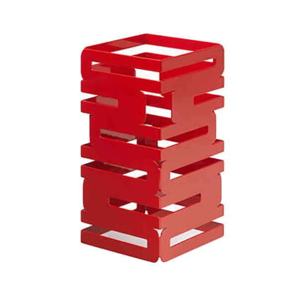 A red Rosseto multi-level riser on a table.