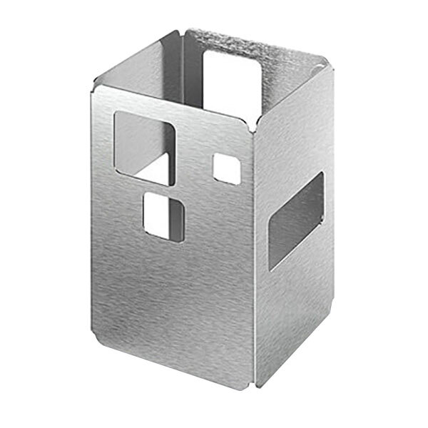 A square metal container with holes in it.